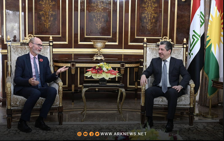 مسرور بارزاني والسفير البريطاني لدى العراق يبحثان سبل تعزيز العلاقات الثنائية
