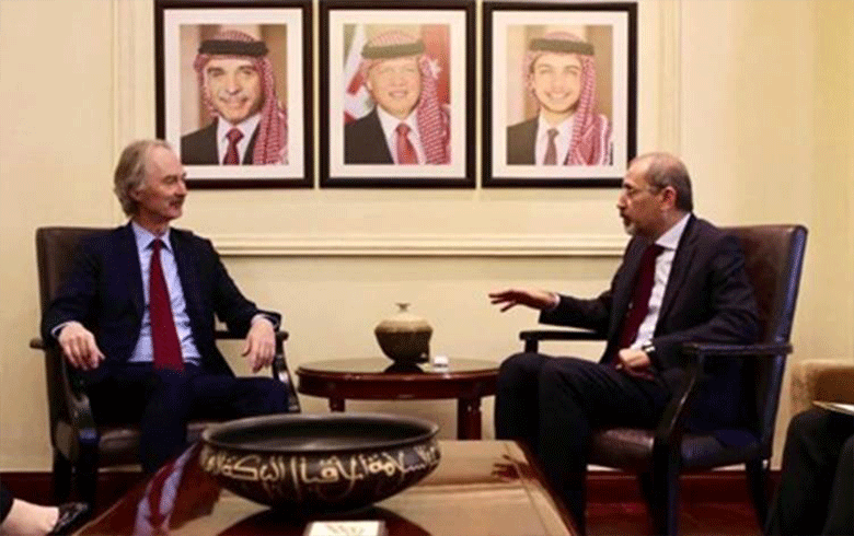 Safadi and Pedersen discuss the Jordanian initiative to solve the Syrian crisis