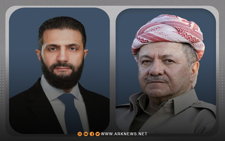 مضمون الاتصال الهاتفي بين الرئيس بارزاني والرئيس السوري أحمد الشرع 