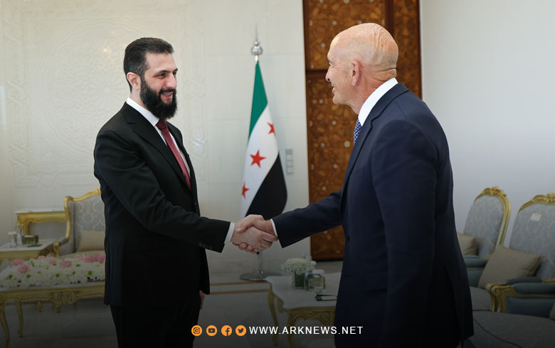 أحمد الشرع وتوماس باراك يبحثان مستجدات الأوضاع في سوريا والمنطقة