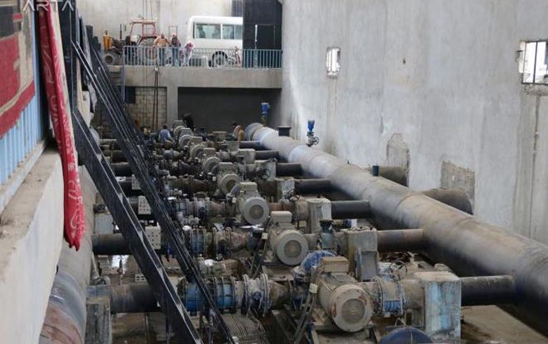 Alouk water station..  Turkish forces cut off water supplies to Hasaka city and surrounding areas