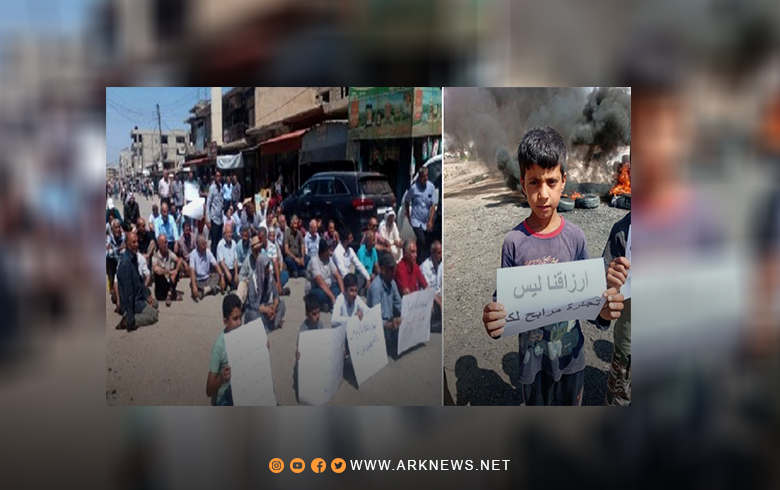 Deir Ez-Zour... Farmers protest against the PYD administration’s decision regarding wheat pricing