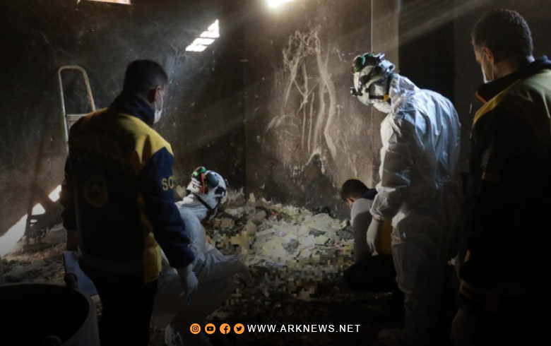 انتشال رفاة أكثر من 20 شخصا من موقعين في بلدة سبينة بريف دمشق 