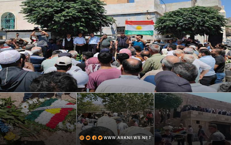 Afrin... Hundreds take part in the funeral ceremonies of the national figure, Khalil Izzat Agha