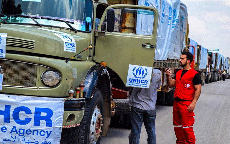 The United Nations sends a humanitarian aid convoy to Idlib