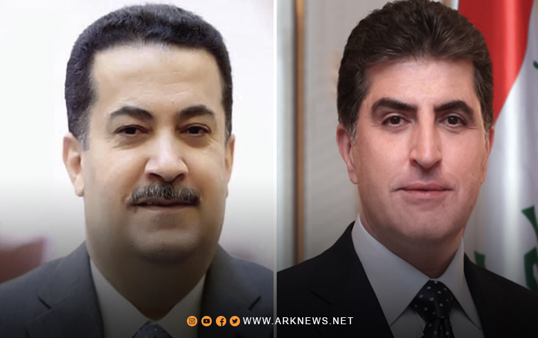 نيجيرفان بارزاني ومحمد شياع السوداني يناقشان ‏آخر تطورات الأوضاع الأمنية والسياسية في العراق 