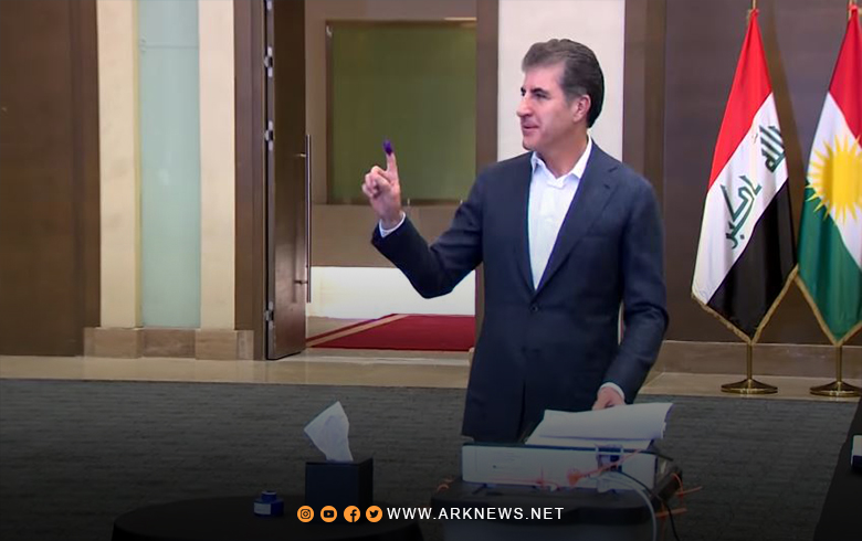 نيجيرفان بارزاني رئيس إقليم كوردستان يدلي بصوته في انتخابات برلمان إقليم كوردستان 