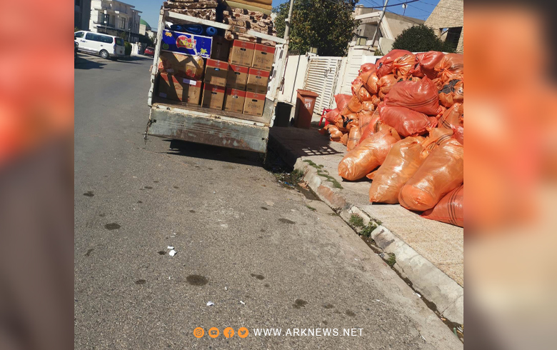 Delivering a new batch of aid to the Kurdistan Regional Government to send it to Afrin and Jenderes