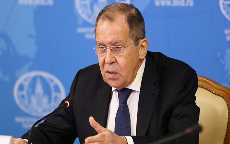 Lavrov delivers a speech at the 