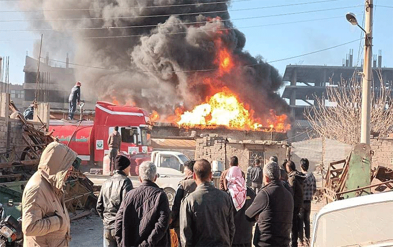 A fire broke out in a thinner factory in Qamishlo