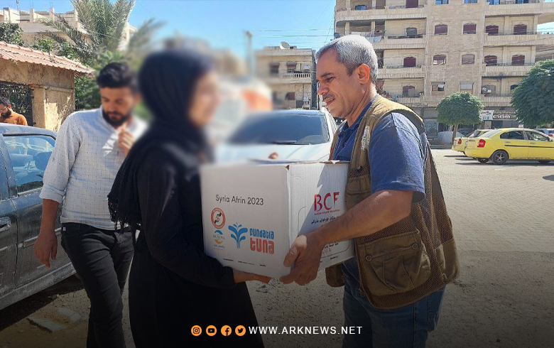 Dezgeha Xêrxwezî ya Barzanî alîkarî gihandin jinên Efrînê: 580 sepet belav kirine 