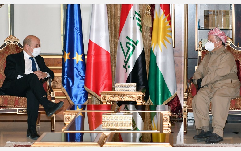 لقاء بين الرئيس بارزاني ووزير خارجية فرنسا