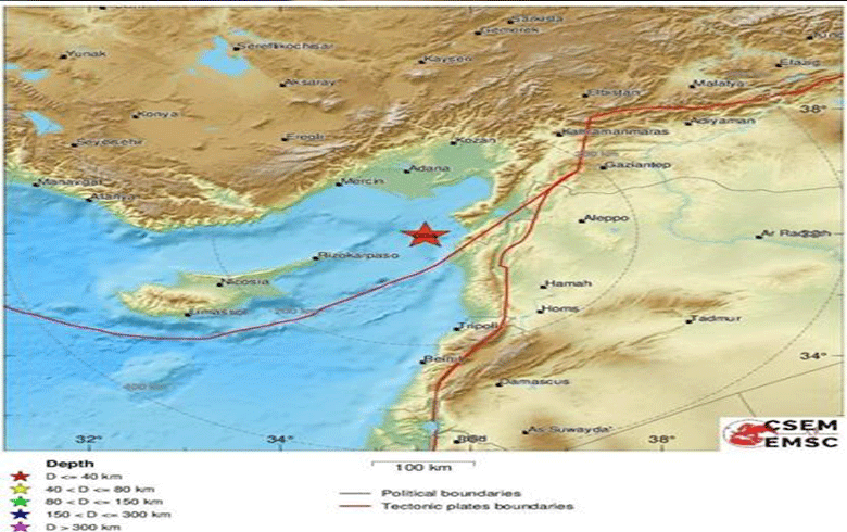 An earthquake strikes areas in western Syria