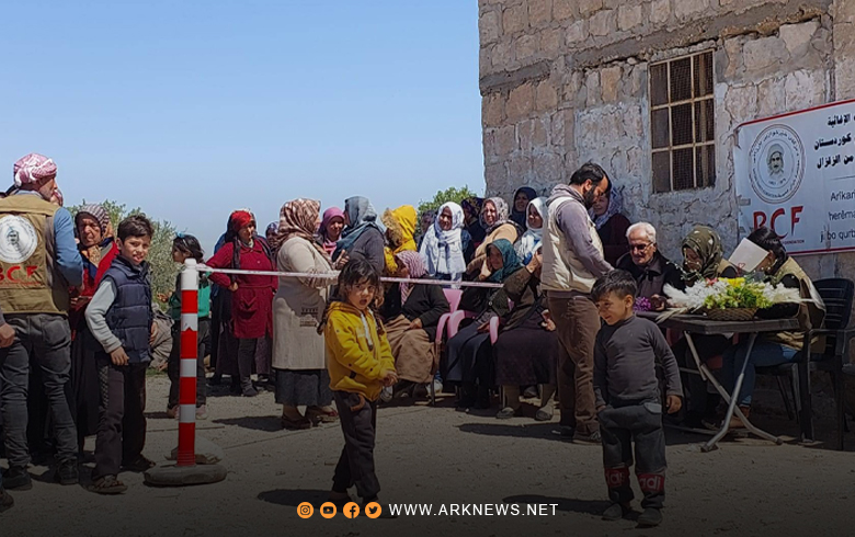 Distributing 641 rations to the earthquake-affected people in five villages in the Afrin countryside