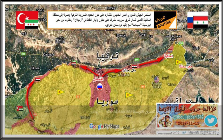 Nexşeya belavbûna Artêşa Rêjîmê ji Dirbêsiyê ta Êndîwerê