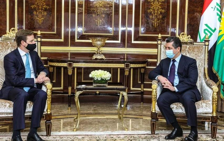رئيس حكومة إقليم كوردستان يستقبل السفير البريطاني لدى العراق