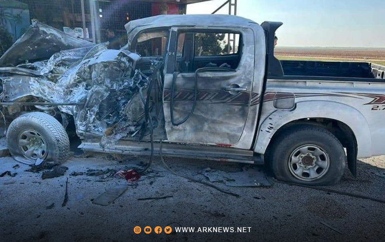 A Turkish drone targeting a car on the Tirbaspiye-Chil Agha road