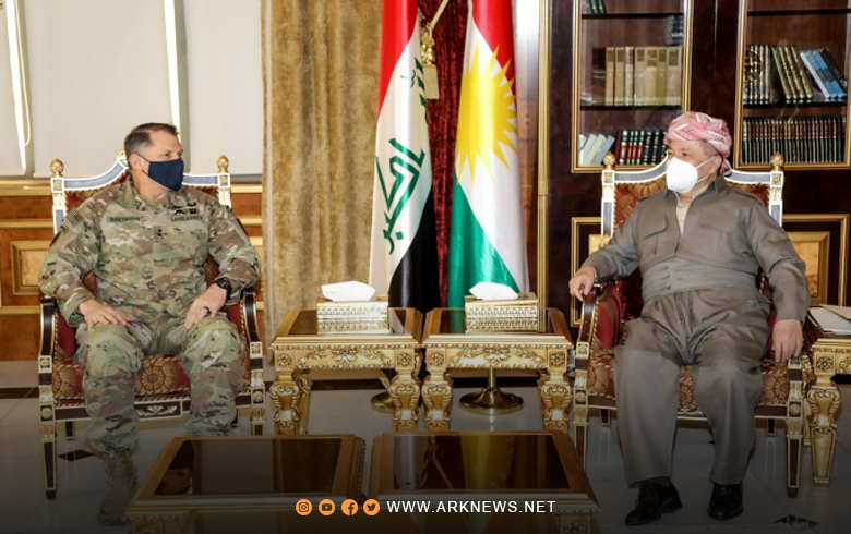 President Barzani and the commander of the coalition forces discuss the field situation and the fight against terrorism in Iraq and Syria