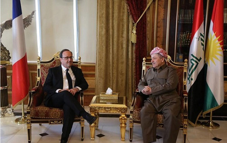 الرئيسان بارزاني وهولاند يؤكدان على ضرورة حماية الشعب الكوردي في سوريا 
