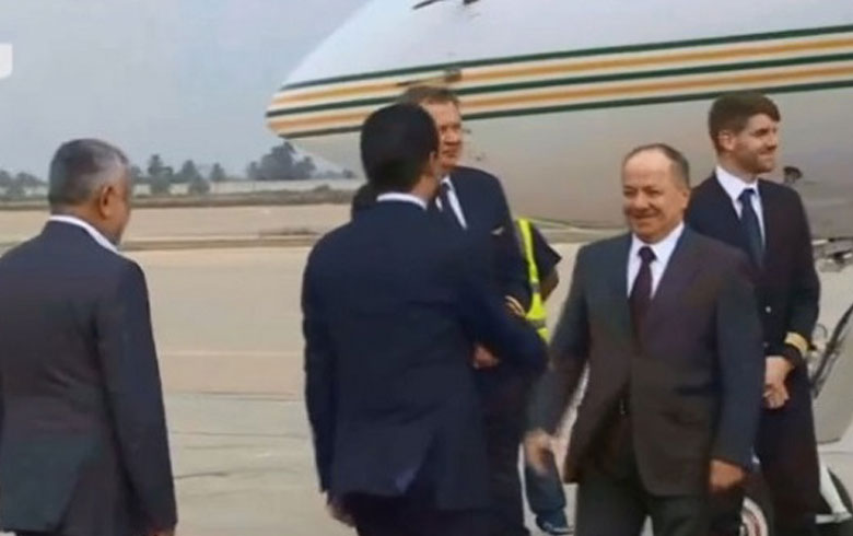 سه‌رۆك بارزانی لەلایەن سەرۆکی پەرلەمان و ژمارەیەک وەزیرەوە پێشوازی کرا