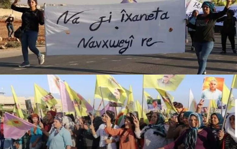 الشهباء... PKK يجبر مهجّري عفرين على الخروج في مسيرات مناهضة لاتفافية شنكال