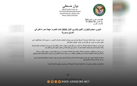 أمريكا تكشف حصيلة العمليات العسكرية ضد د.ا.عـ.ـش خلال أيلول وتشرين الاول 2023 