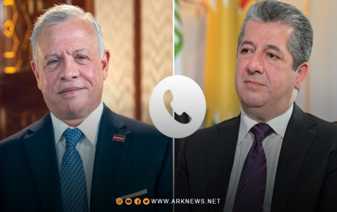 رئيس حكومة إقليم كوردستان وملك الأردن يبحثان تداعيات الحرب والتوترات الراهنة