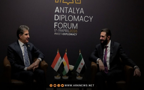Barzani and Al-Sharaa Discuss Strengthening Iraq–Syria Relations at Antalya Forum