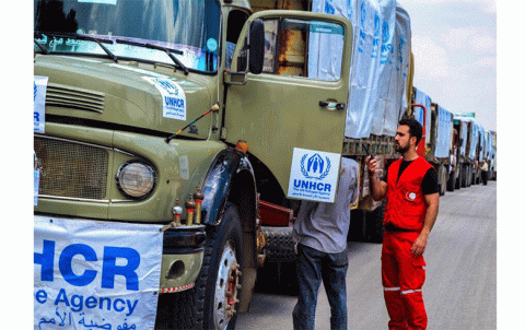 The entry of a UN aid convoy across the border into Syria