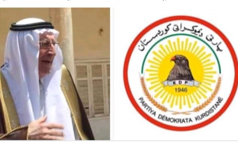 A condolence telegram from the Political Bureau of the Kurdistan Democratic Party on the departure of a social figure Ibrahim Nayef Mustafa Pasha