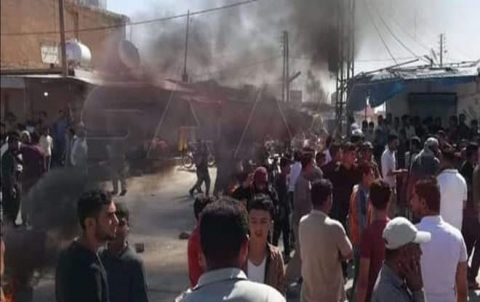 A demonstration in Shaddadi against the PYD
