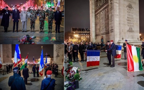 Peshmerga Commanders lay wreath at Triumphal Arch in Paris Peshmerga Commanders lay wreath at Triumphal Arch in Paris