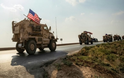 A column of U.S. armored vehicles enters the Syrian territory A column of U.S. armored vehicles enters the Syrian territory