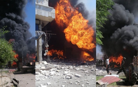 Afrin... The announcement of the names of martyrs and wounded  bombing Jenderes