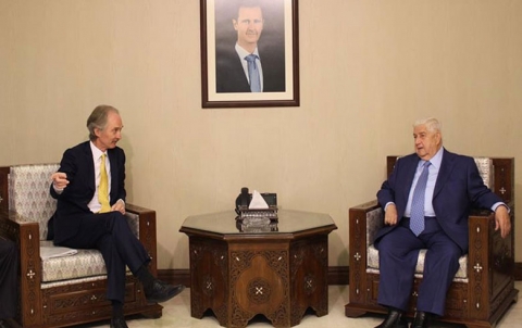 Pedersen reviews the political path to resolving the crisis in Syria and the constitutional committee with al-Moallem