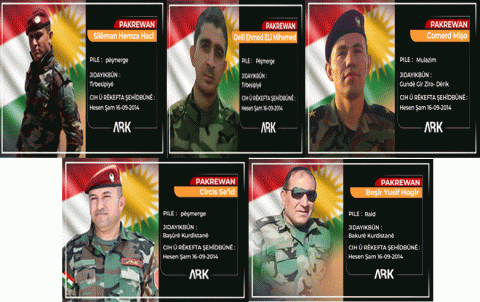 سالڤه‌گه‌را چاران یا شه‌هیدبوونا 5 پێشمه‌رگه‌ێن له‌شكه‌رێ رۆژ 