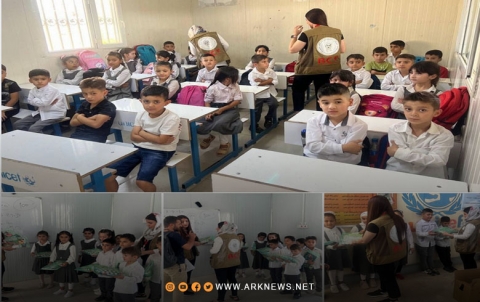 Barzani Charity distributes school bags and stationery to 150 students in Domiz