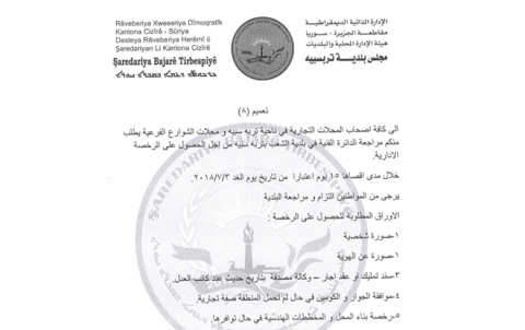 ل باژارێ ترپه‌سپیێ په‌یه‌دێ داخوازێ  ژ خودانێن دوكانان دكه‌ كو مۆله‌تا كار وه‌ربگرن 
