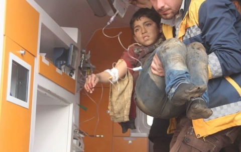 Afrin ..  injuring a caused by a mine explosion of remnants of the war