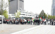 A solidarity stand in front of the United Nations building for Afrin in Bonn 
