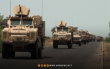 A military convoy arrives at the Tel Baidar base in Syrian Kurdistan