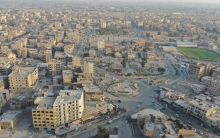 An explosion in Raqqa city.
