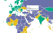 Syria is the worst in the world freedom index of 0/100 .. Tunisia is the first rank in the Arab country. 